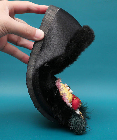 Zapatos planos con cuentas y clavos retro rosas forrados de lana afelpada  Zapatos planos con cuentas y clavos retro rosas forrados de lana afelpada