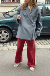 Oversize-Blazer mit Seitenschlitz Stahlblau