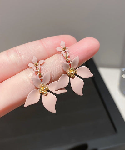 Modern Yellow Sterling Silver Alloy Floral Drop Earrings Modern Yellow Sterling Silver Alloy Floral Drop Earrings