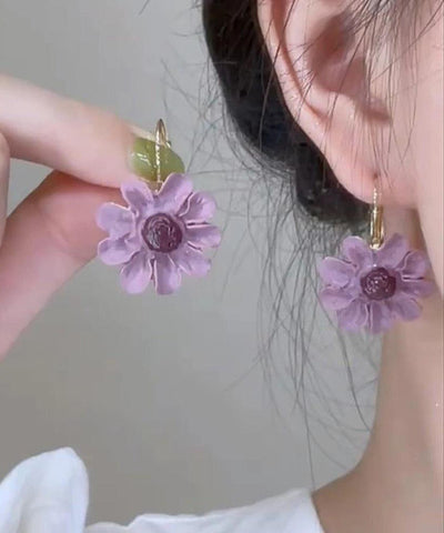 Original Purple Copper Overgild Floral Drop Earrings Original Purple Copper Overgild Floral Drop Earrings