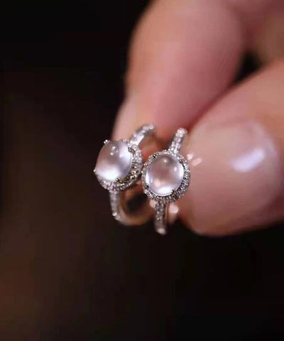 Fine Nude Sterling Silver Zircon Chalcedony Hoop Earrings Fine Nude Sterling Silver Zircon Chalcedony Hoop Earrings