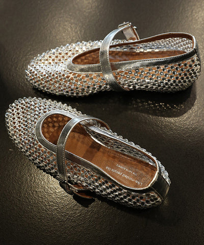 Black Walking Sandals Comfy Splicing Hollow Out Zircon Buckle Strap Black Walking Sandals Comfy Splicing Hollow Out Zircon Buckle Strap