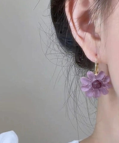 Original Purple Copper Overgild Floral Drop Earrings Original Purple Copper Overgild Floral Drop Earrings