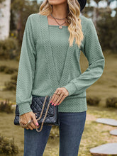 Camisetas sueltas de manga larga, coloridas, de color sólido y cuello cuadrado