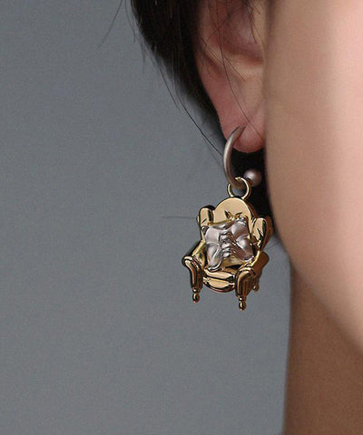 Original Design Gold Sterling Silver Overgild Sofa Style Drop Earrings Original Design Gold Sterling Silver Overgild Sofa Style Drop Earrings