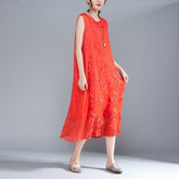 Frauen bestickte Pullover ärmelloses rotes Kleid