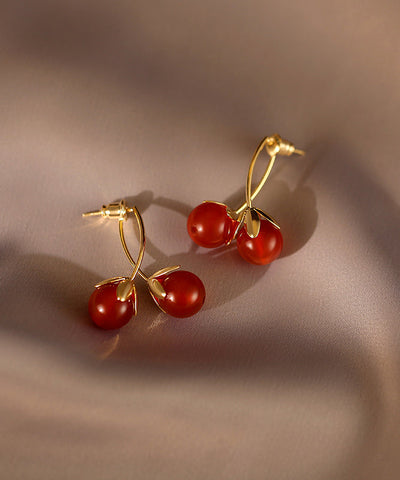 Original Design Red Copper Overgild Tomato Hoop Earrings Original Design Red Copper Overgild Tomato Hoop Earrings