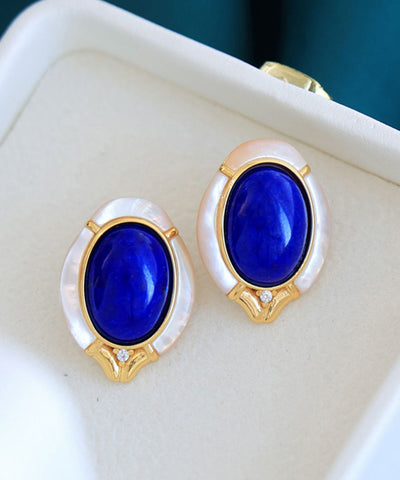 Original Blue Sterling Silver Alloy Zircon Gem Stone Stud Earrings Original Blue Sterling Silver Alloy Zircon Gem Stone Stud Earrings