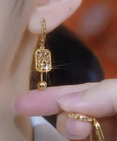 Novelty Coffee Sterling Silver Overgild Zircon Crystal Tassel Drop Earrings Novelty Coffee Sterling Silver Overgild Zircon Crystal Tassel Drop Earrings