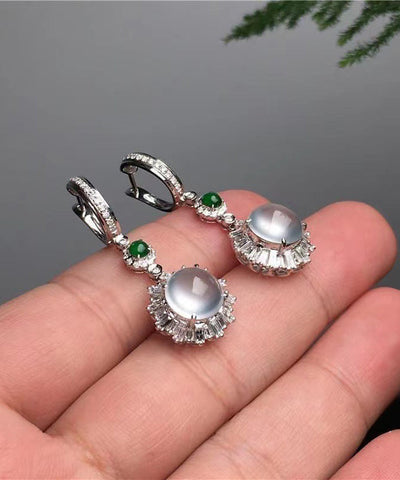 Fine Silk Sterling Silver Jade Glass Drop Earrings Fine Silk Sterling Silver Jade Glass Drop Earrings