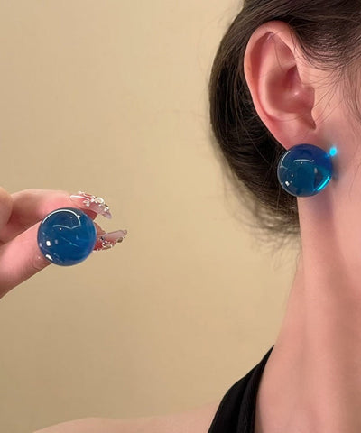 Original Design Blue Alloy Resin Stud Earrings Original Design Blue Alloy Resin Stud Earrings