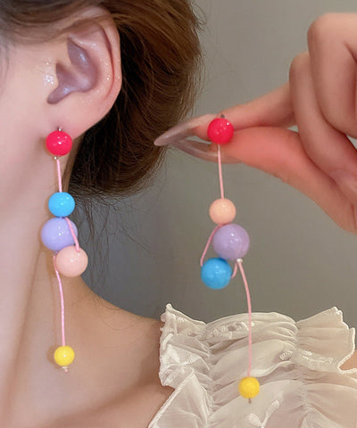 Novelty Red Acrylic Spherical Tassel Drop Earrings Novelty Red Acrylic Spherical Tassel Drop Earrings
