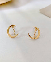 Boutique Gold Alloy Zircon Moon Star Hoop Earrings