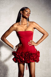 Trägerloses Minikleid „Miranda“ mit Rüschen