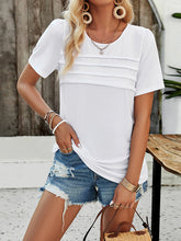 Camisetas sueltas de manga corta, color liso, con abertura en la parte delantera y cuello redondo