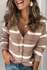 Fashion Street gestreifte Patchwork-Pullover mit V-Ausschnitt