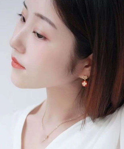 Fine Orange Sterling Silver Overgild Persimmon Ruyi Drop Earrings Fine Orange Sterling Silver Overgild Persimmon Ruyi Drop Earrings