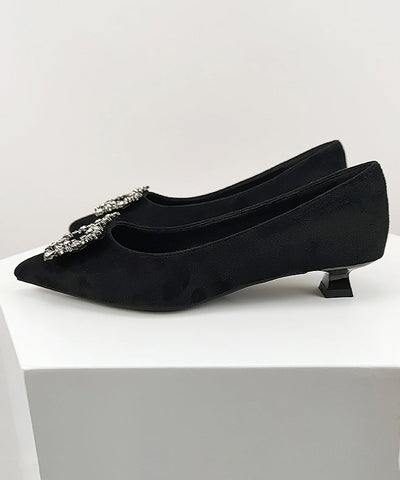 Black Comfy Splicing Kitten Shoes Pointed Toe Women Black Comfy Splicing Kitten Shoes Pointed Toe Women