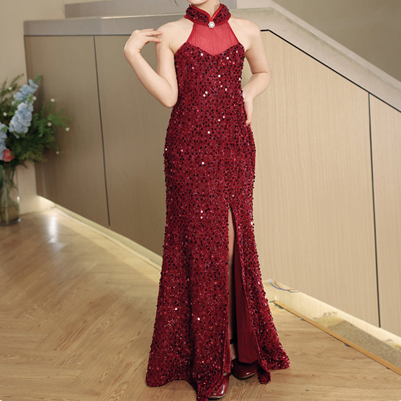 Elegant Baby Girl Red Sequin Dress Toddler Birthday Outfit Princess Dress