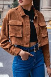 Street Solid Pocket Buckle Turndown Collar Oberbekleidung