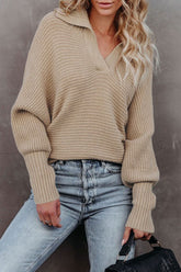 Elegante, einfarbige Pullover mit Umlegekragen (7 Farben)