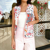 Weste mit Patchwork-Blumendruck
