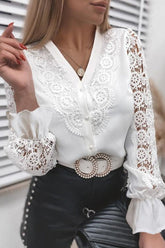 Work Solid Lace V-Ausschnitt Tops