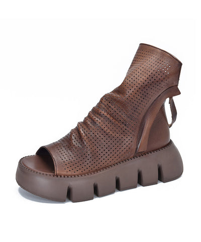 Schwarze Stiefel Plateau Rindsleder Peep Toe 2025 Neu  Schwarze Stiefel Plateau Rindsleder Peep Toe 2025 Neu