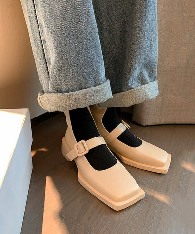 Black Chunky Cowhide Leather Classy Splicing Sandals Boots Black Chunky Cowhide Leather Classy Splicing Sandals Boots