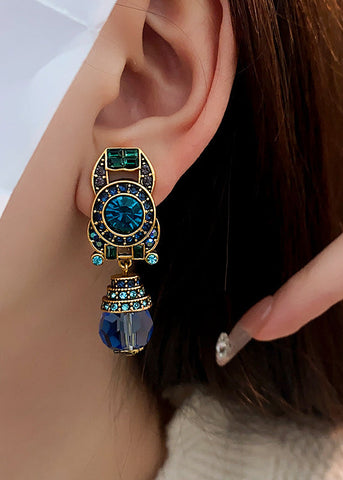 Novelty Blue Overgild Zircon Crystal Drop Earrings Novelty Blue Overgild Zircon Crystal Drop Earrings