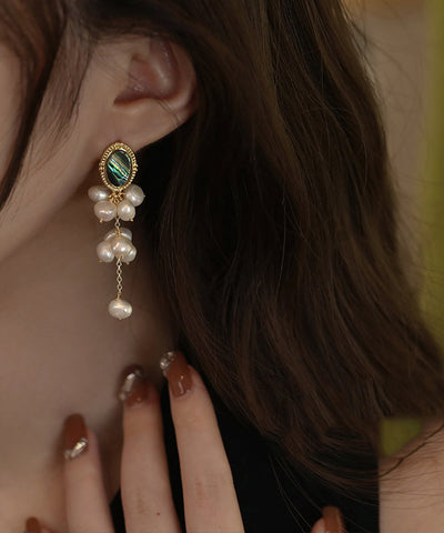 Original Design Gold Sterling Silver Alloy Pearl Tassel Drop Earrings Original Design Gold Sterling Silver Alloy Pearl Tassel Drop Earrings