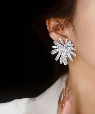 Oversize Silk Copper Zircon Fireworks Stud Earrings Oversize Silk Copper Zircon Fireworks Stud Earrings