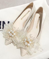 Aprikosen-Schleife Nagelperlen Spleißen Plattfüße Schuhe Spitzschuh