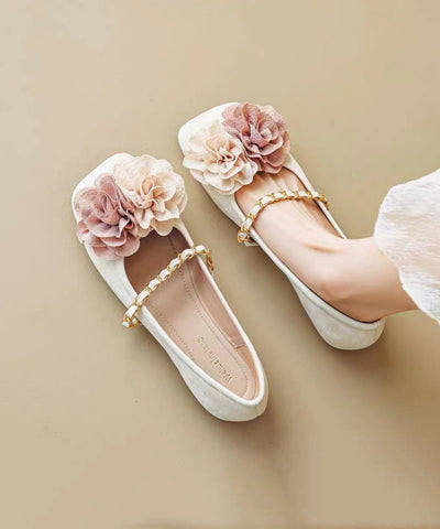 Boutique Comfortable Splicing Floral Beige Flats Shoes Boutique Comfortable Splicing Floral Beige Flats Shoes
