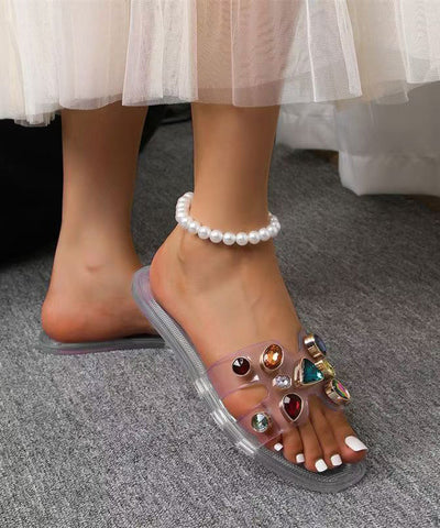 Böhmische weiße Zirkon-Spleißen-Sandalen mit Peep Toe  Böhmische weiße Zirkon-Spleißen-Sandalen mit Peep Toe