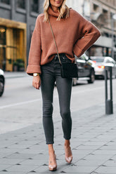 Meridress Rollkragenpullover mit grobem Strick und lässigem Schnitt