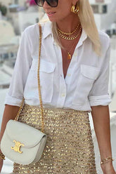 Isley – Lässige Bluse aus Baumwoll-Leinen-Mischgewebe mit Taschen und langen Ärmeln