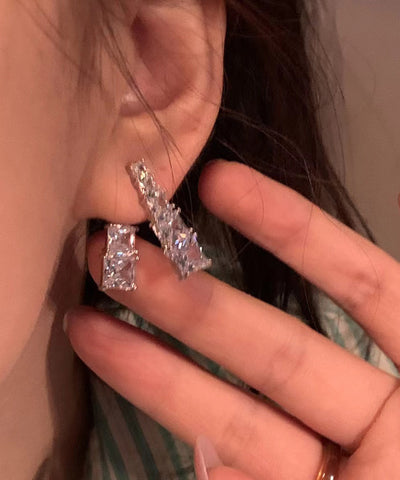 Novelty Silk Sterling Silver Zircon Cross Stud Earrings Novelty Silk Sterling Silver Zircon Cross Stud Earrings