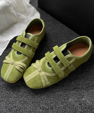 Casual Versatile Splicing Soft Flat Shoes Green Suede Casual Versatile Splicing Soft Flat Shoes Green Suede