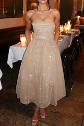 Sexy schulterfreies, rückenfreies Maxikleid mit Schleife