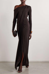 Solid Jersey Off-Shoulder Maxi Dress