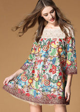 Apricot Patchwork Organza Kurze Kleider Bestickte Armband Ärmel