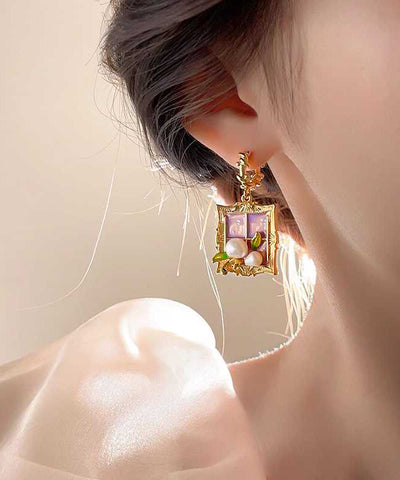 Regular Gold Sterling Silver Alloy Pearl Drop Earrings Regular Gold Sterling Silver Alloy Pearl Drop Earrings