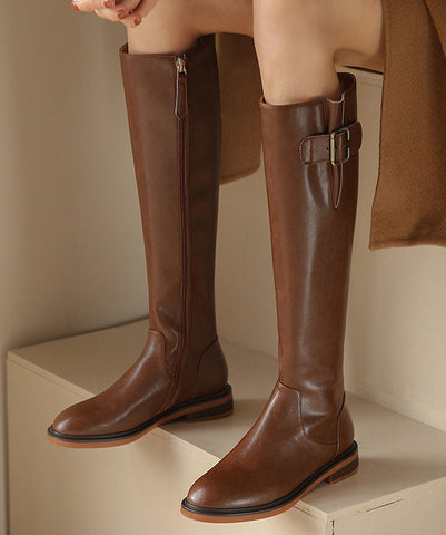 Brown Splicing Fashion Chunky Knee Boots Brown Splicing Fashion Chunky Knee Boots