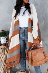 Fashion Street gestreifte Quasten-Split-Joint-Tops