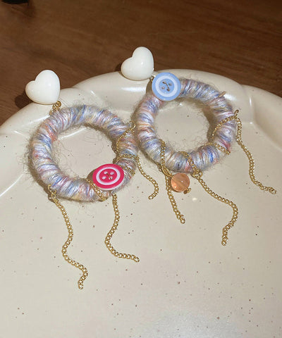 Oversize White Acrylic Alloy Resin Yarn Love Tassel Drop Earrings Oversize White Acrylic Alloy Resin Yarn Love Tassel Drop Earrings