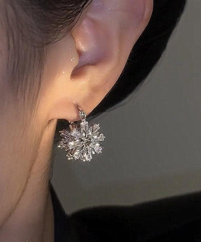 Pendientes de aro de nieve con circonitas de cobre y seda de moda  Pendientes de aro de nieve con circonitas de cobre y seda de moda