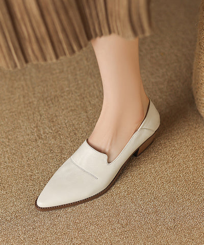 Classy Chunky Loafer Shoes Brown Sheepskin Pointed Toe Classy Chunky Loafer Shoes Brown Sheepskin Pointed Toe