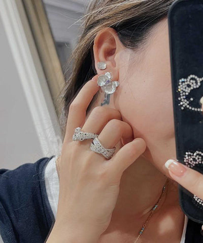 Fine Purple Sterling Silver Crystal Butterfly Orchid Stud Earrings Fine Purple Sterling Silver Crystal Butterfly Orchid Stud Earrings