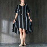 Kurzärmliges gestreiftes Damenkleid mit Schleife